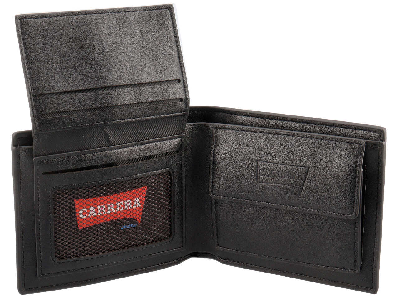 Portafoglio trifold con porta documenti e cintura carbon collection nero 100% polyurethane