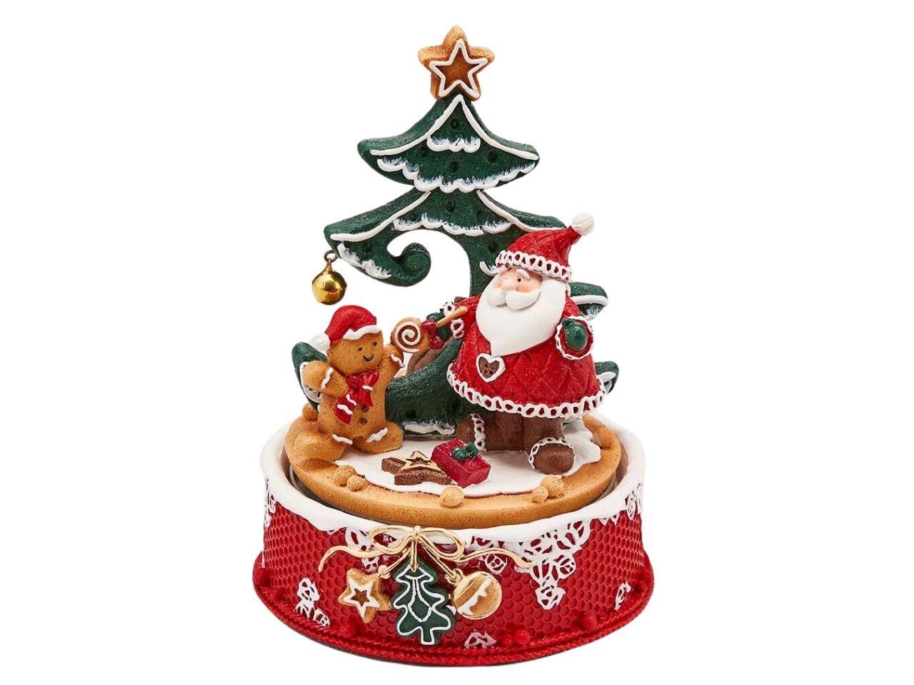 Carillon babbo natale con pino h.16xd.11cm colore verde e rosso