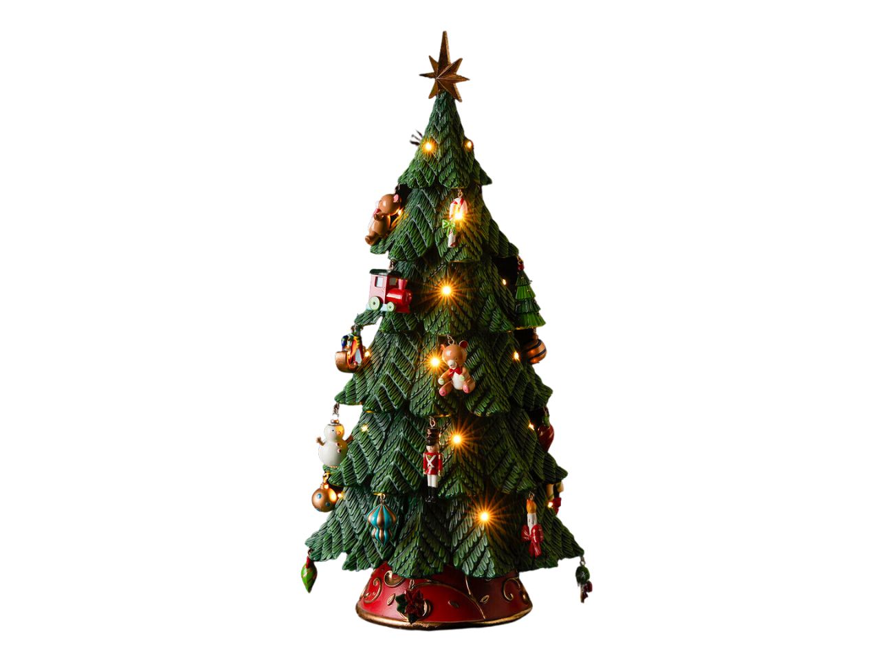 Albero di natale in poliresina con led misura h.52cm colore verde e rosso