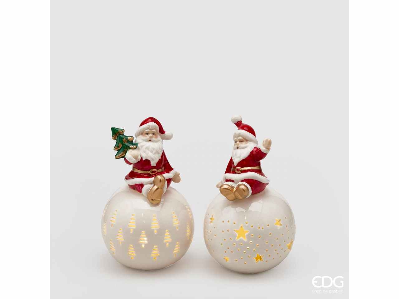 Babbo con sfera e led h.14cm