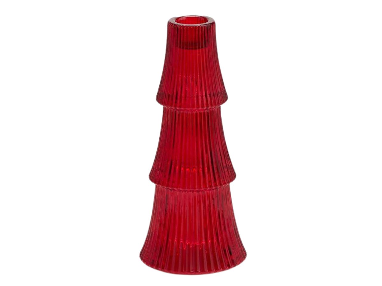 Portacandela natalizio  pino a strati misura h.18xd.8cm colore rosso