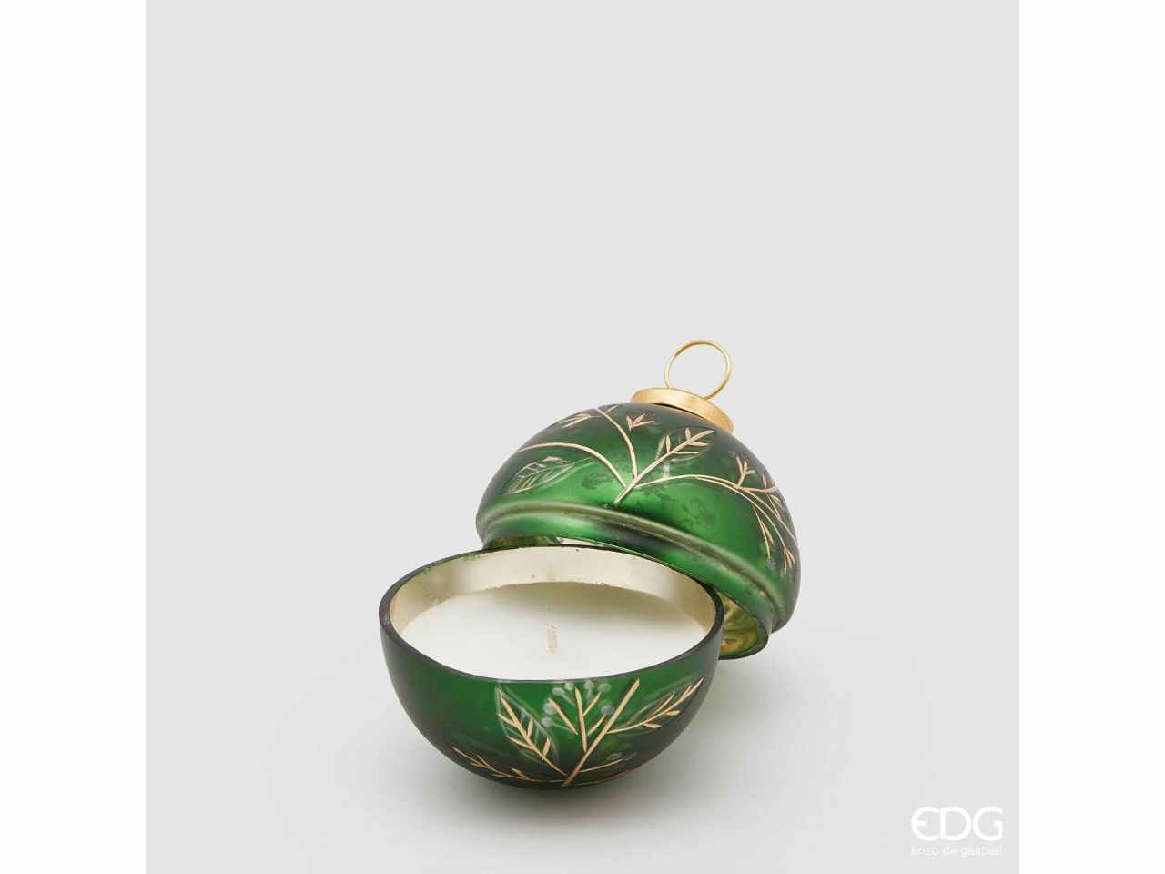 Sfera in vetro d.8cm verde con candela