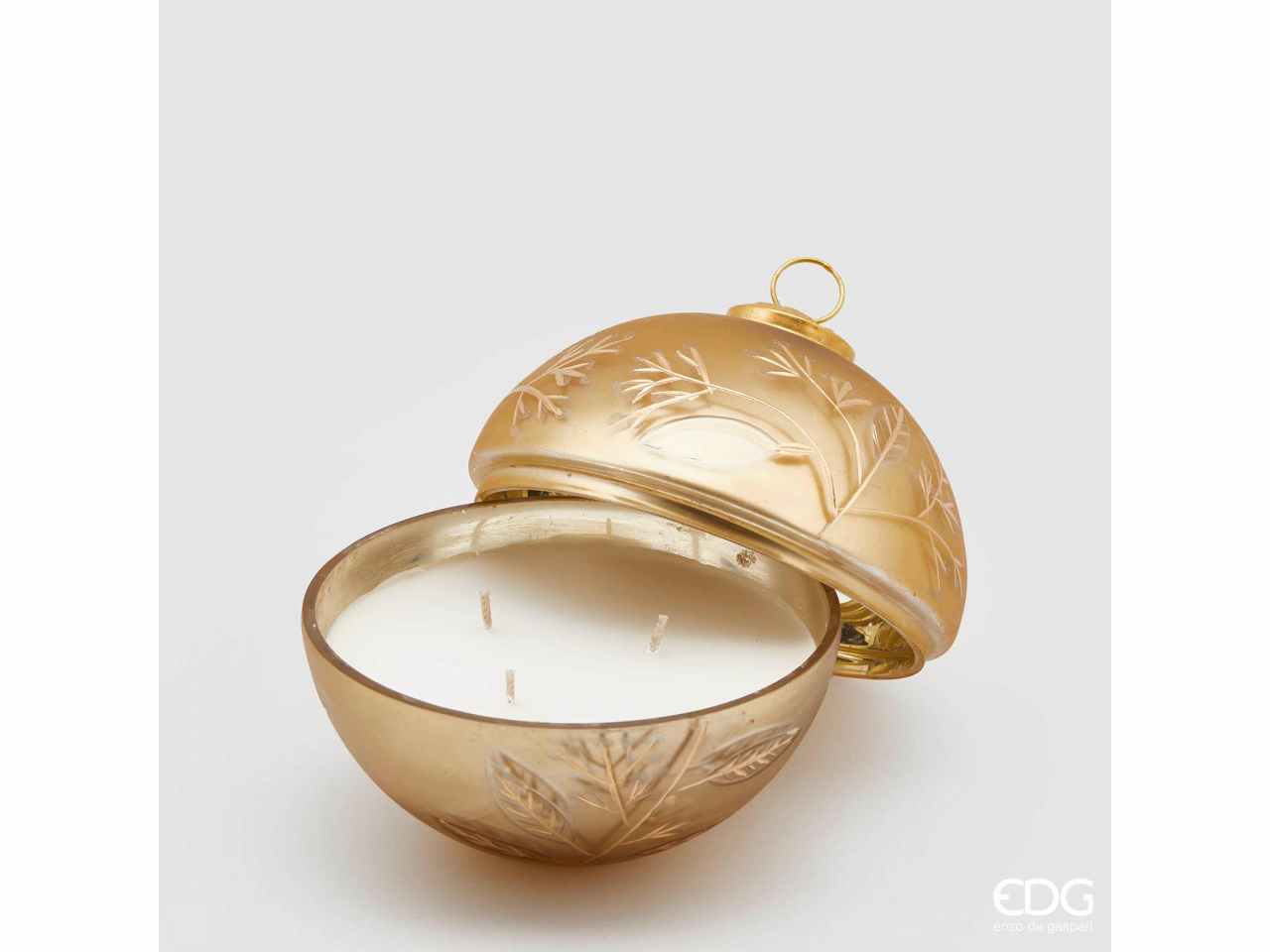 Sfera in vetro d.13cm oro con candela