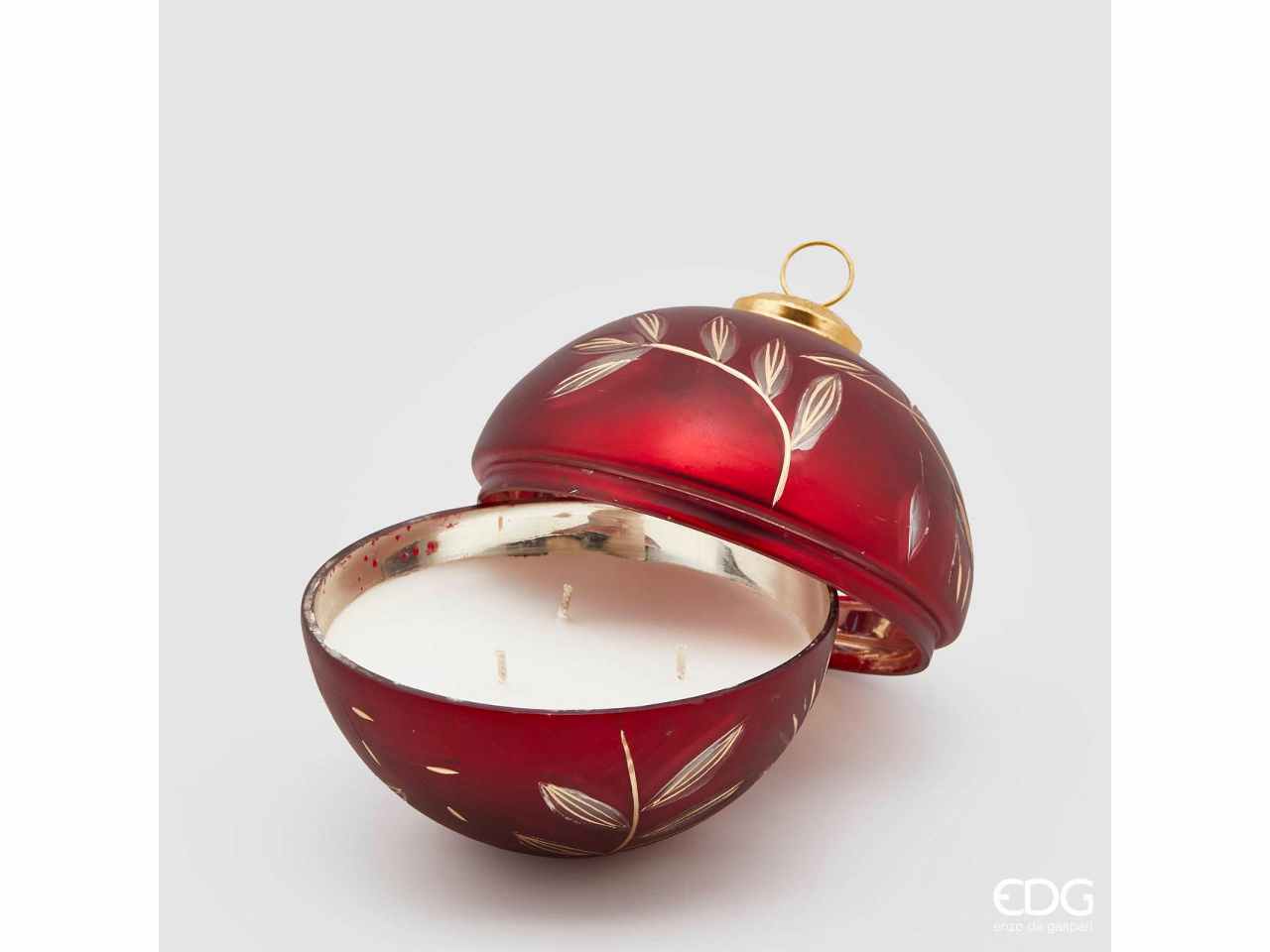 Sfera in vetro d.13cm rossa con candela