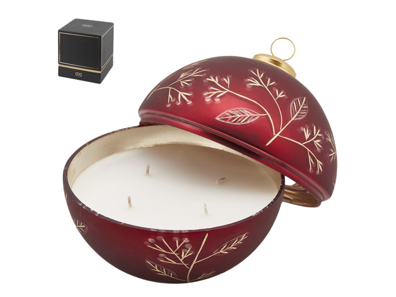 Candela a forma di sfera profumazione oud gold rossa in vetro d.18 cm - EDG