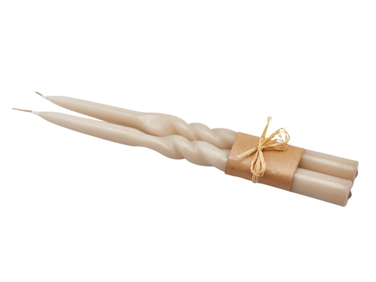 Candela swirl misura h.30xd.2,2cm colore sabbia - la confezione comprende 2 candele