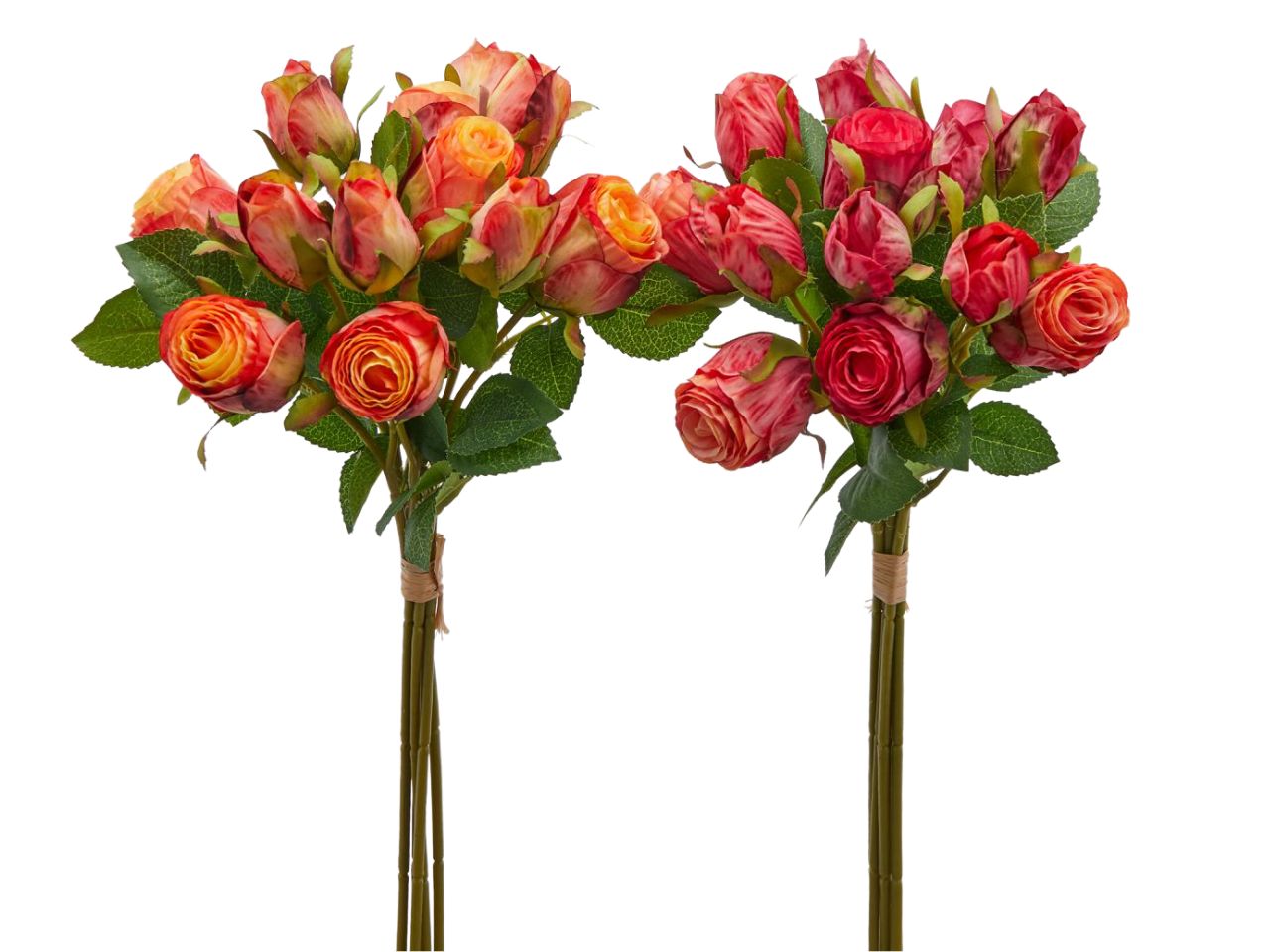 Mazzo di rose 12 fiori h.35cm in due assortimenti corallo