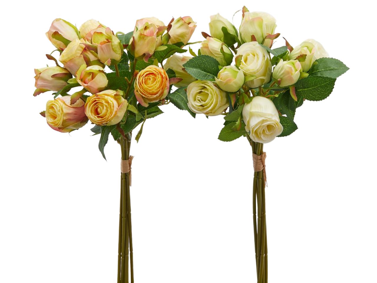 Mazzo di rose 12 fiori h.35cm in due assortimenti verde e giallo