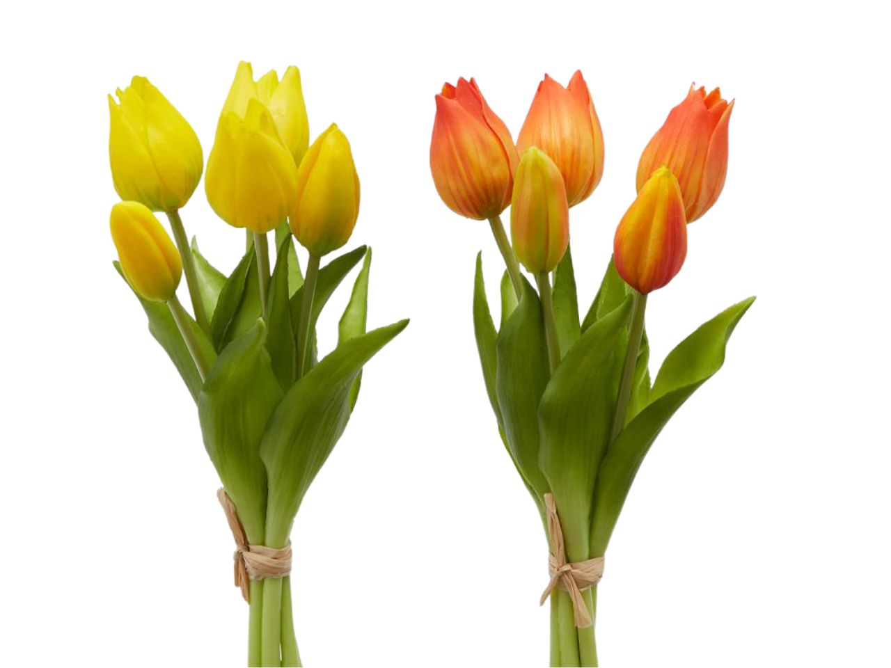 Mazzo di tulipani h.26cm in due assortimenti giallo e arancione