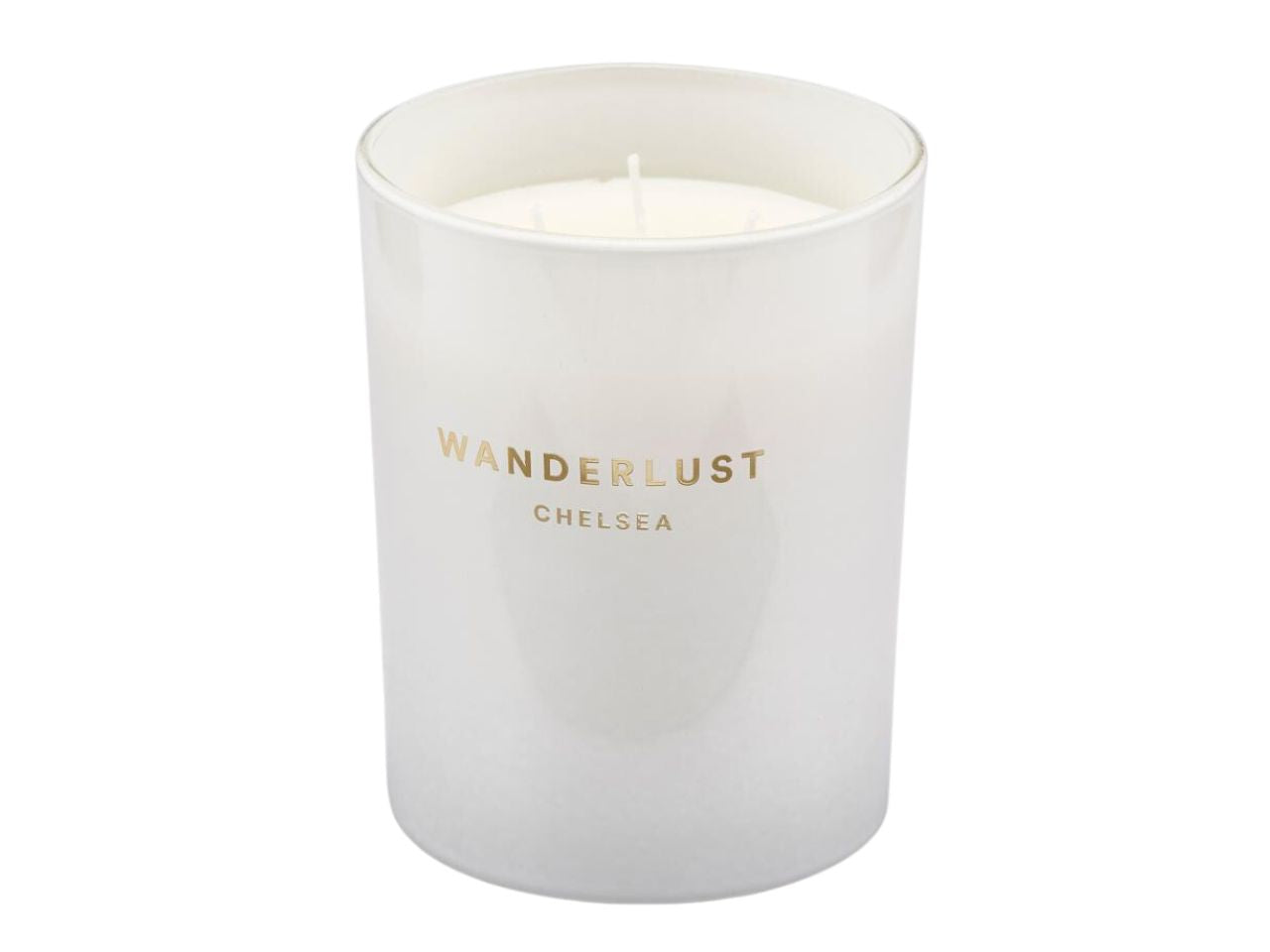 Candela profumata wanderlust chelsea 470gr altezza 12,5cm diametro 10cm fragranza rose garden con 3 stoppini e scatola regalo