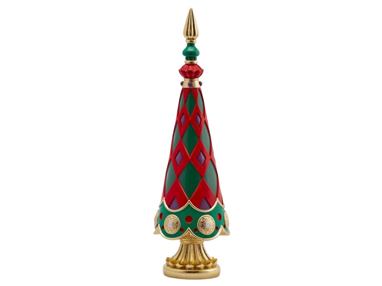 Albero di natale topiary a rombi in poliresina misura h.47xd.14cm