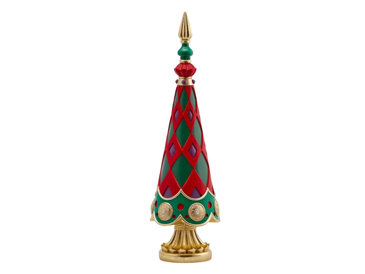 Albero di natale topiary a rombi in poliresina misura h.53xd.15,5cm