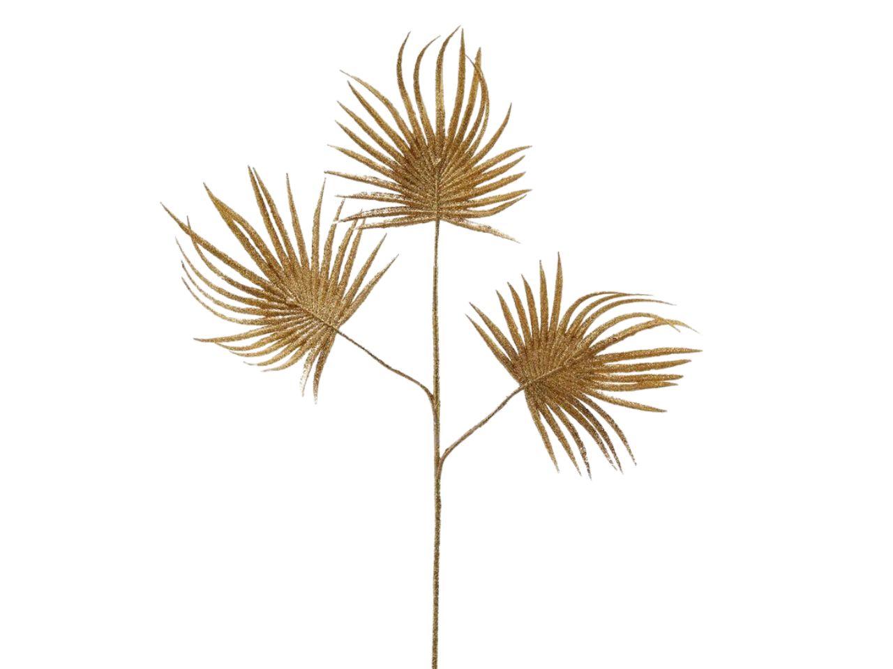 Ramo foglia di palma olis glitterato h.68cm oro