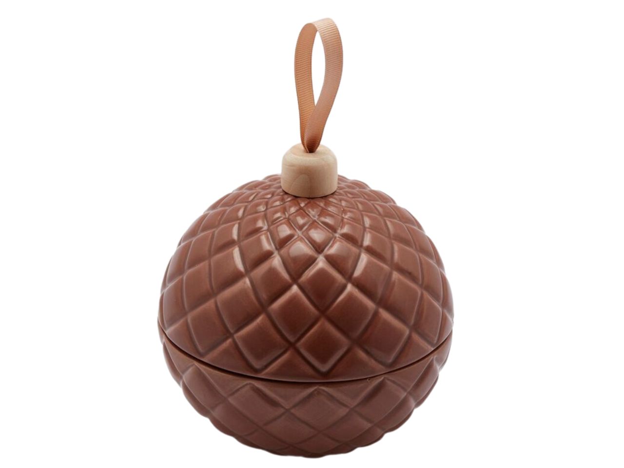 Candela a forma di palla di natale ambra in cera e ceramica 13 cm - EDG