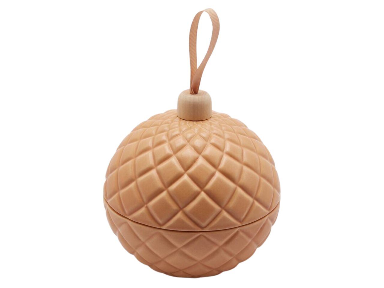 Candela a forma di palla di natale acqua di rosa in cera e ceramica 13 cm - EDG