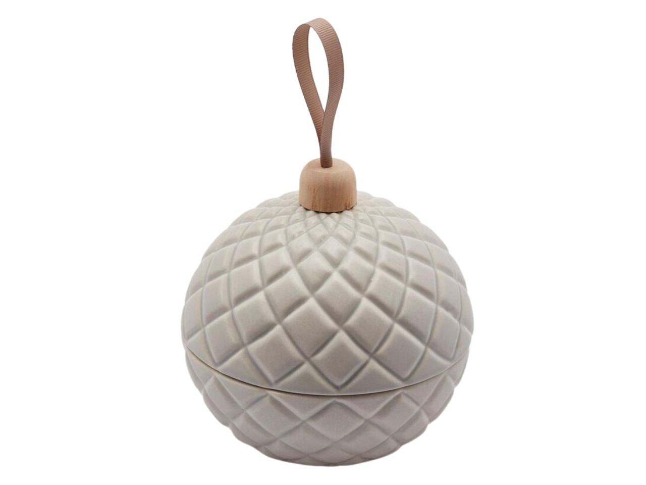 Candela sfera con rombi d.13cm vanilla