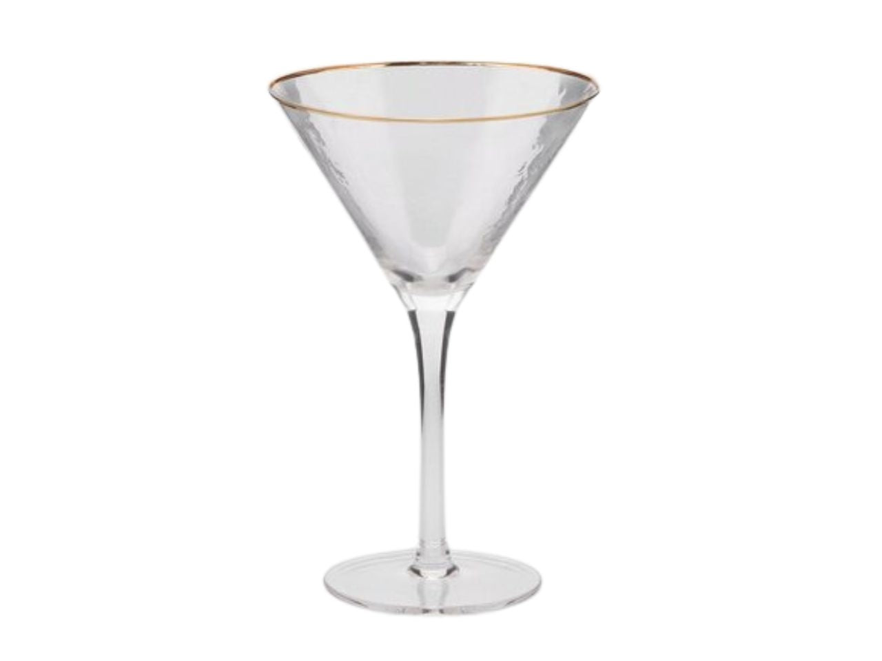 Set da 6 - Bicchiere da cocktail in vetro ruvido 300ml, art decò con bordo oro - 19cmx12cm - Enzo De Gasperi