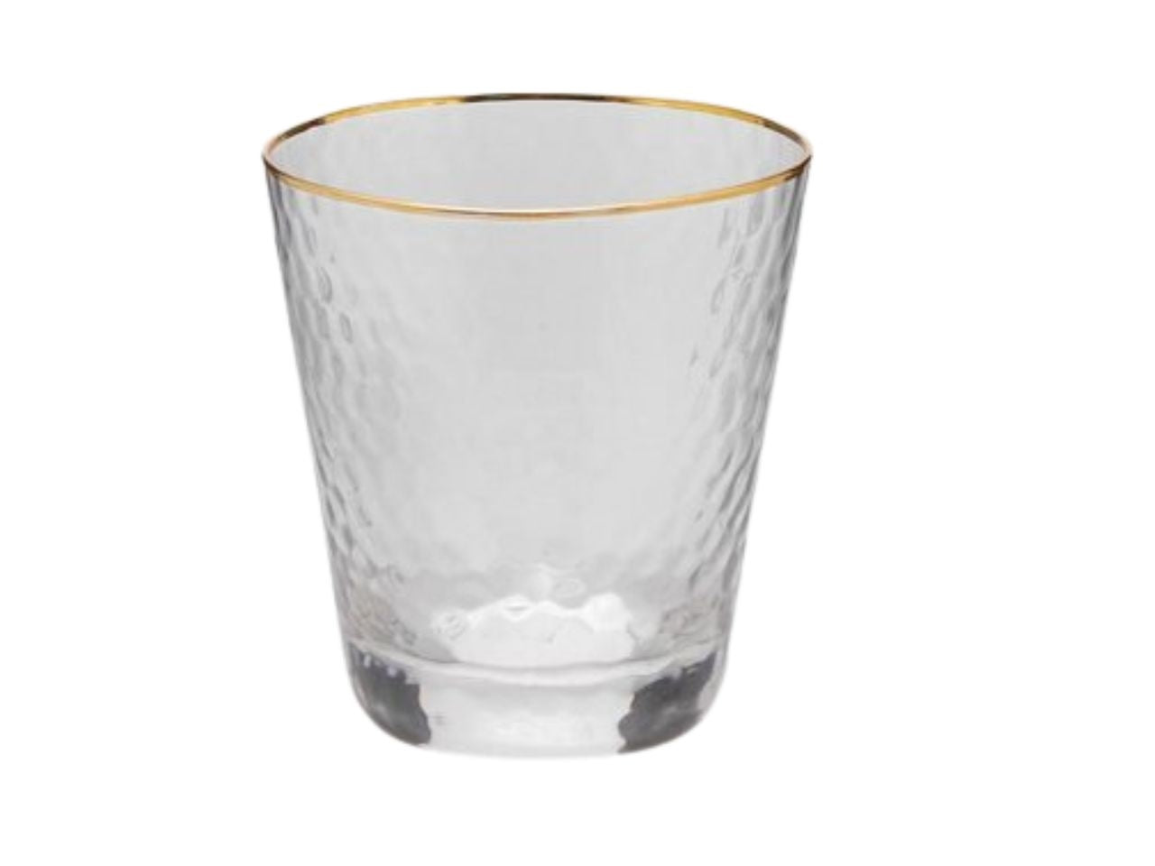 Set da 6 - Bicchiere da acqua in vetro ruvido 350ml, art decò con bordo oro - Enzo De Gasperi