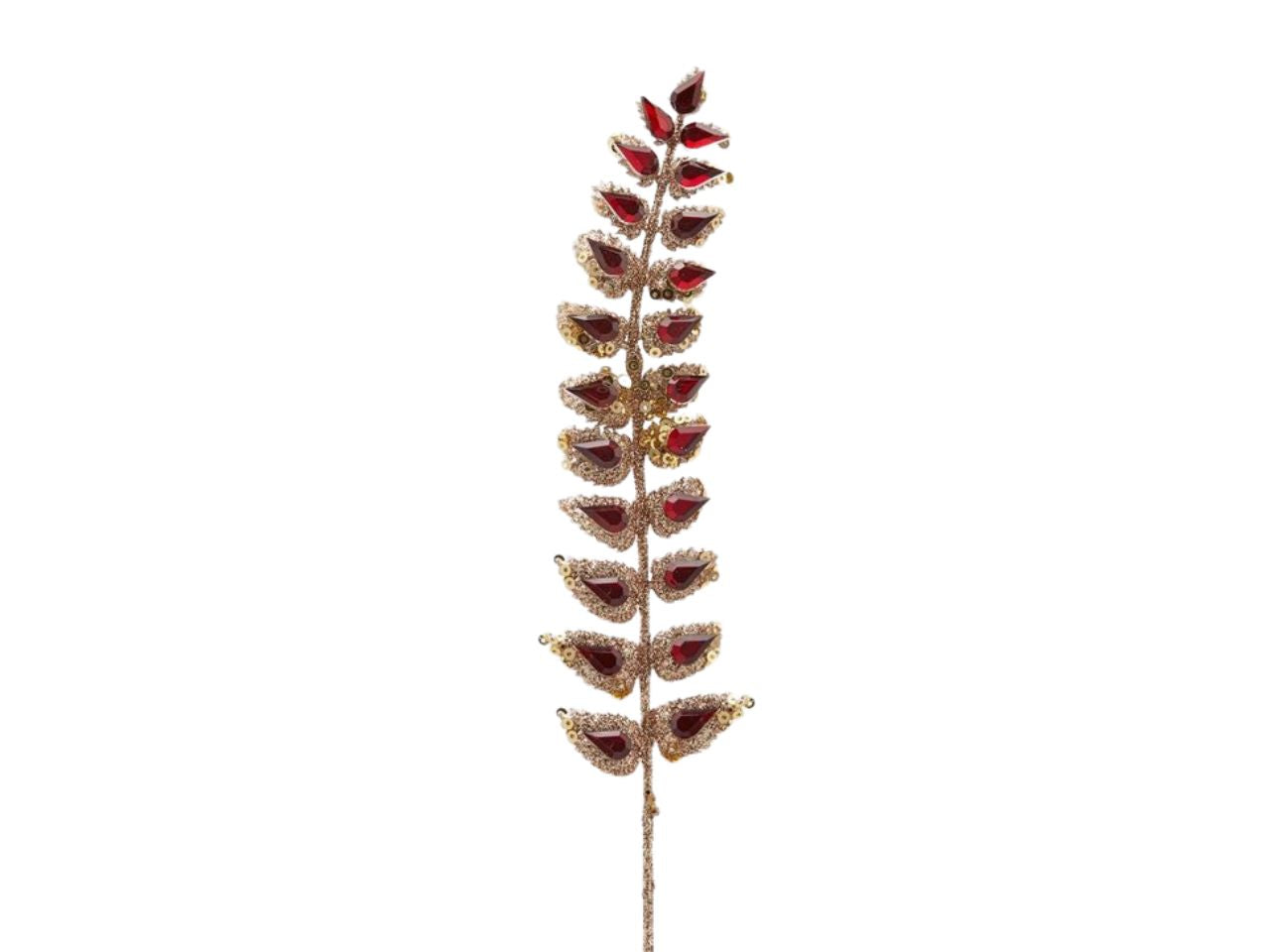 Felce artificiale pick bordeaux e oro con 23 gemme 25 cm - EDG