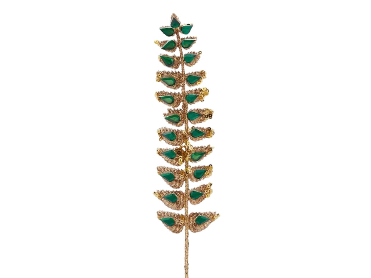 Felce artificiale pick verde e oro con 23 gemme 25 cm - EDG