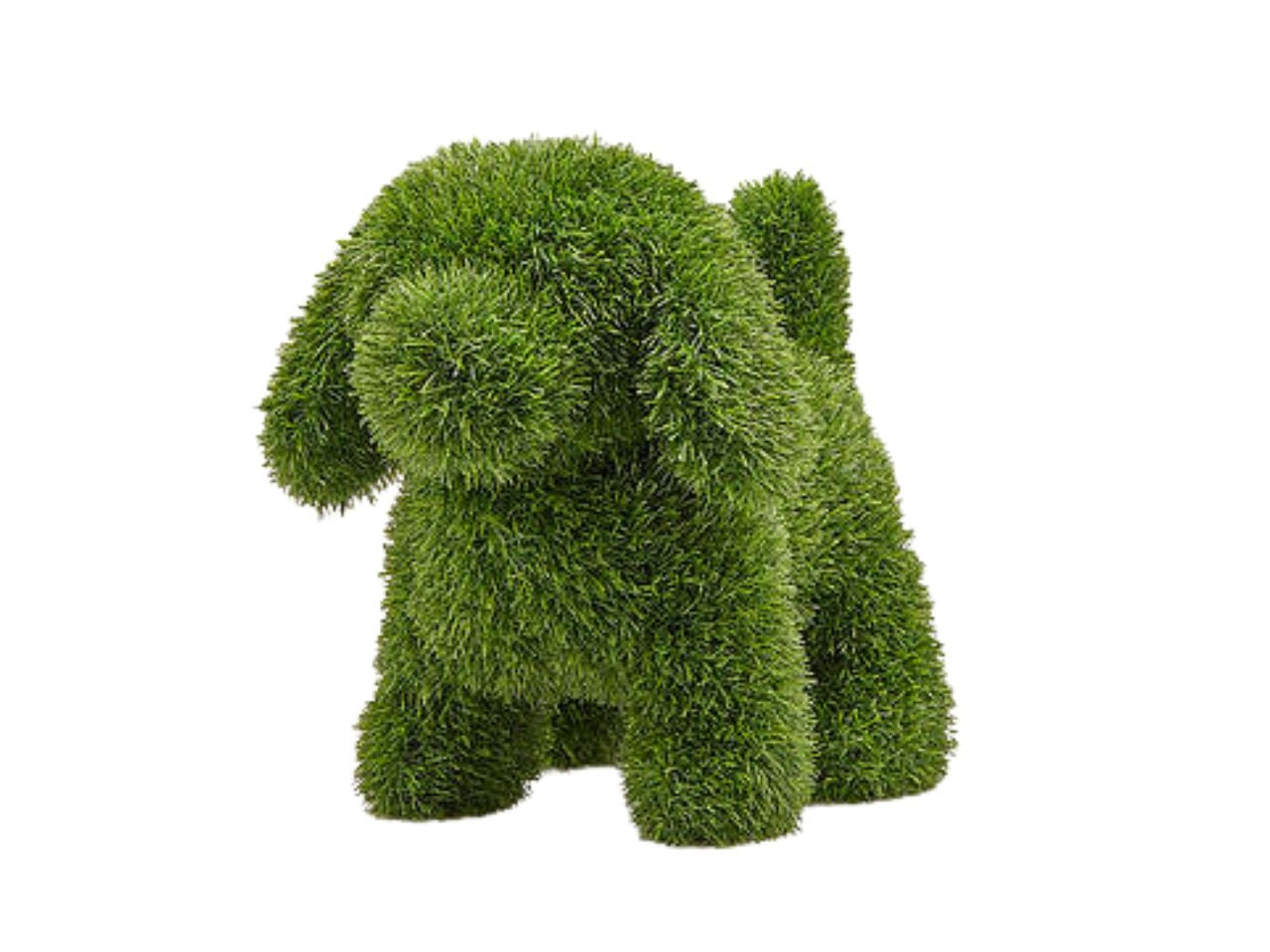 Decoro erboso a forma di cane h.48x30x50cm verde