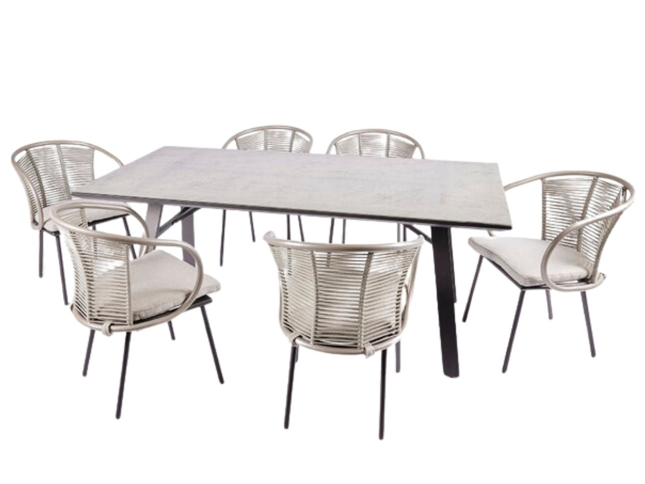Set da giardino kendo 7 pezzi colore grigio chiaro