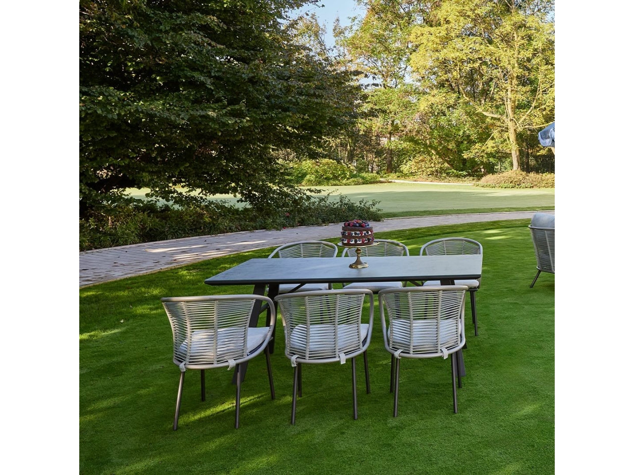 Set da giardino kendo 7 pezzi colore grigio chiaro