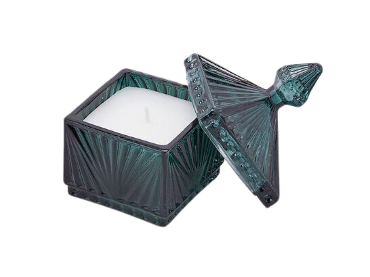 Candela in barattolo con coperchio Jasmine, profumazione greenwood breeze, stile moderno con decorazione a rilievo - 6,5x6,5x h.11,5 cm - Enzo De Gasperi