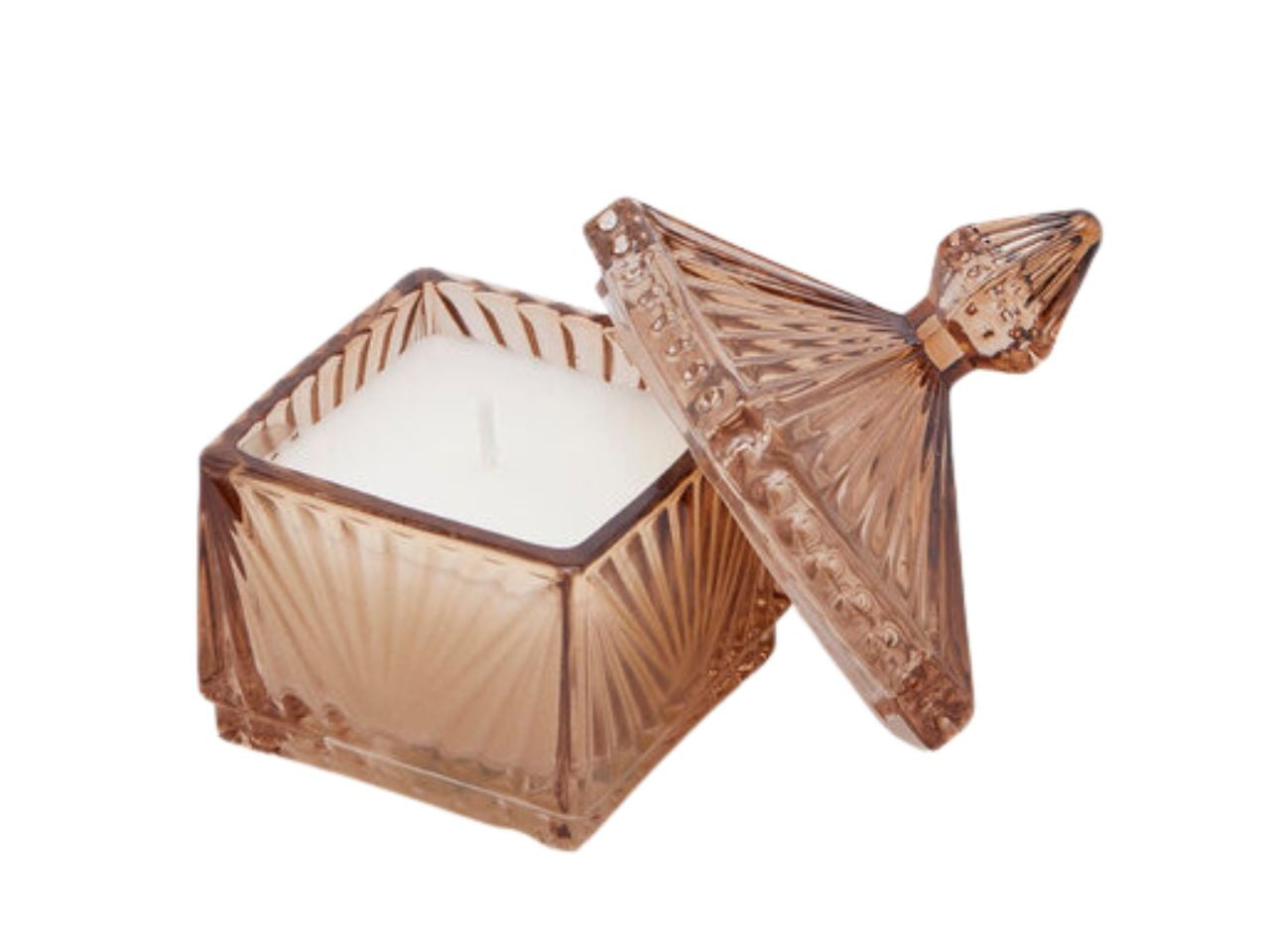 Candela in barattolo con coperchio Jasmine, profumazione uphill wood, stile moderno con decorazione a rilievo - 6,5x6,5x h.11,5 cm - Enzo De Gasperi