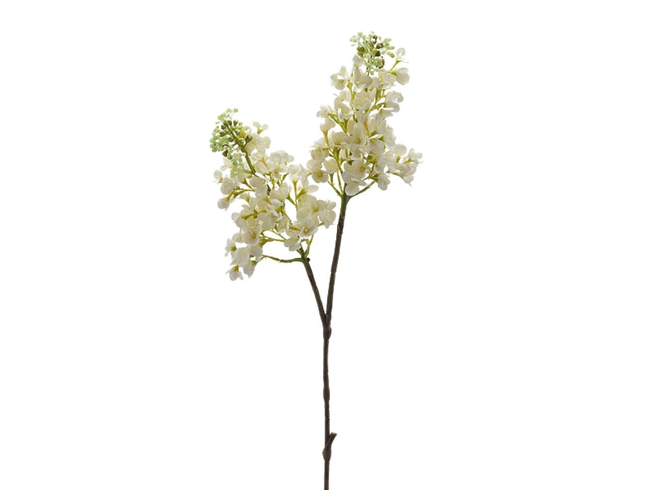 Lillà bianco artificiale stelo con due rami in plastica - 68cm - Enzo De Gasperi