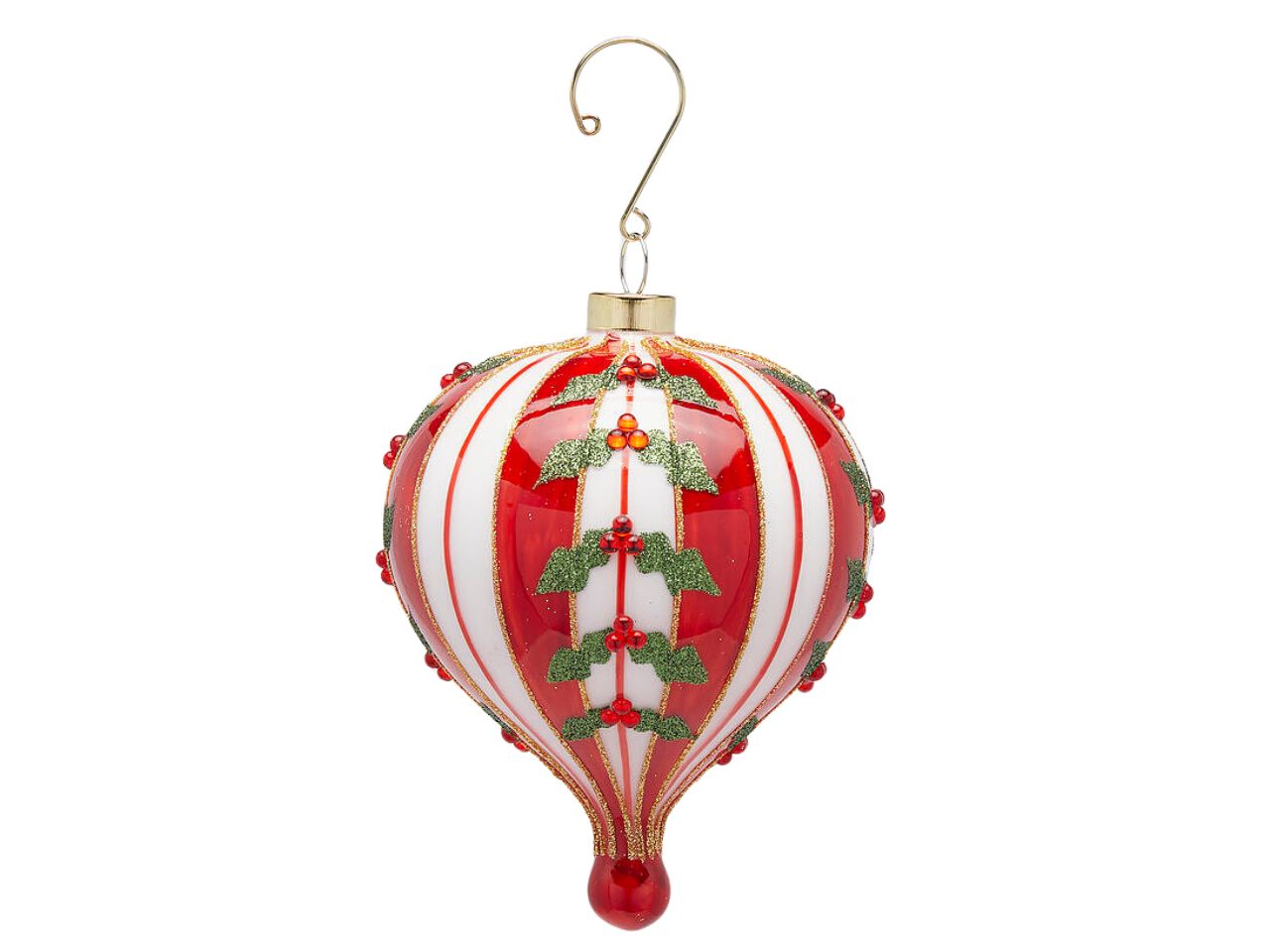 Pendente trottola a righe h.12xd.8,5cm rosso e verde