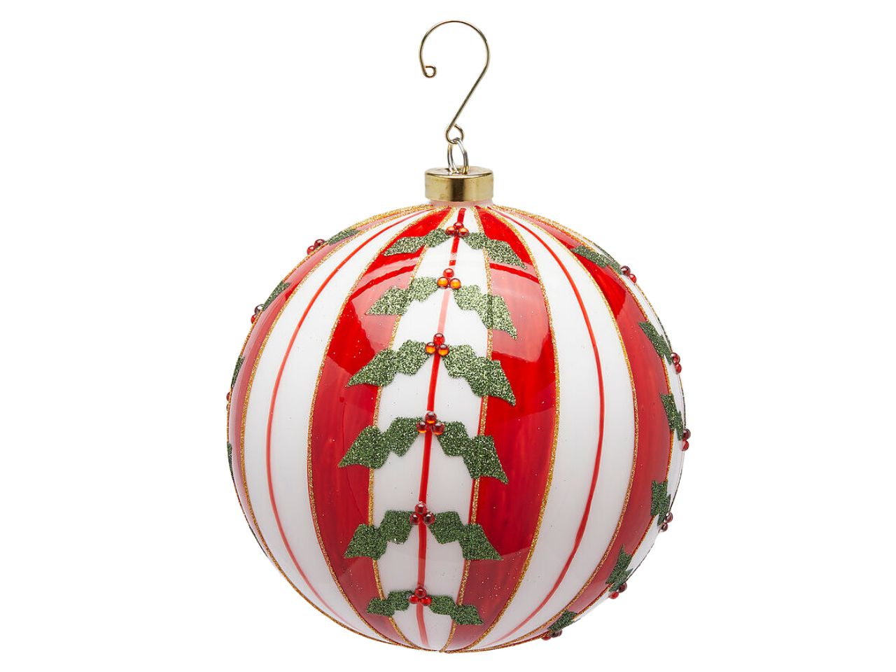 Pendente palla a righe d.15cm rosso e verde