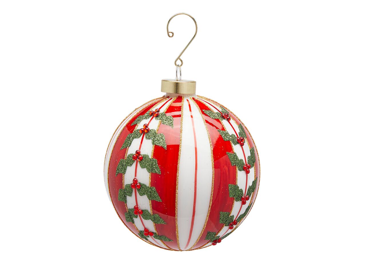Pendente palla a righe d.12cm rosso e verde