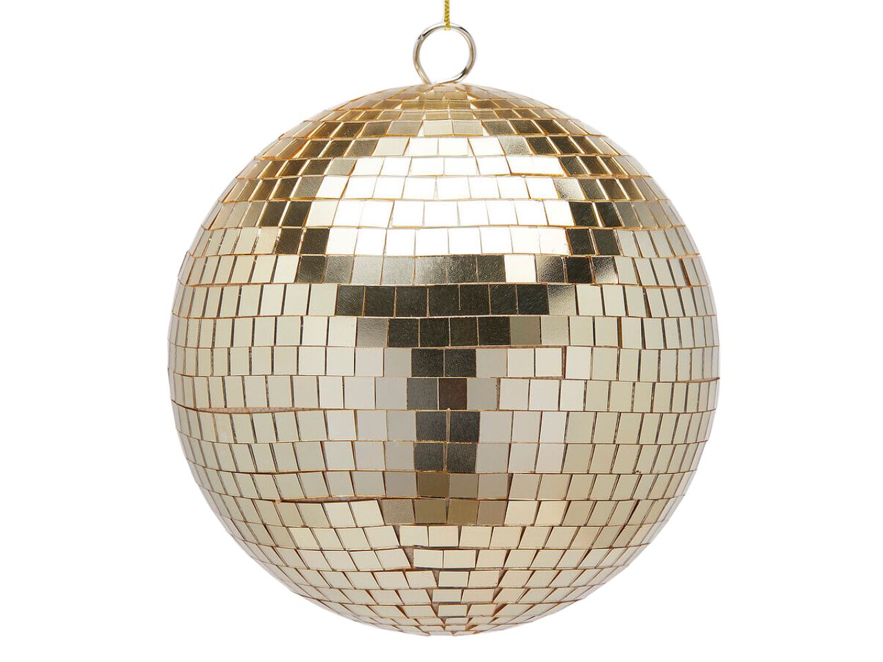 Palla di natale a specchio oro chiaro in plastica con gancio in ferro 20 cm - EDG