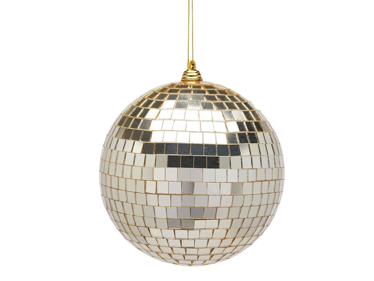 Palla di natale a specchio oro chiaro in plastica con gancio in ferro 12 cm - EDG