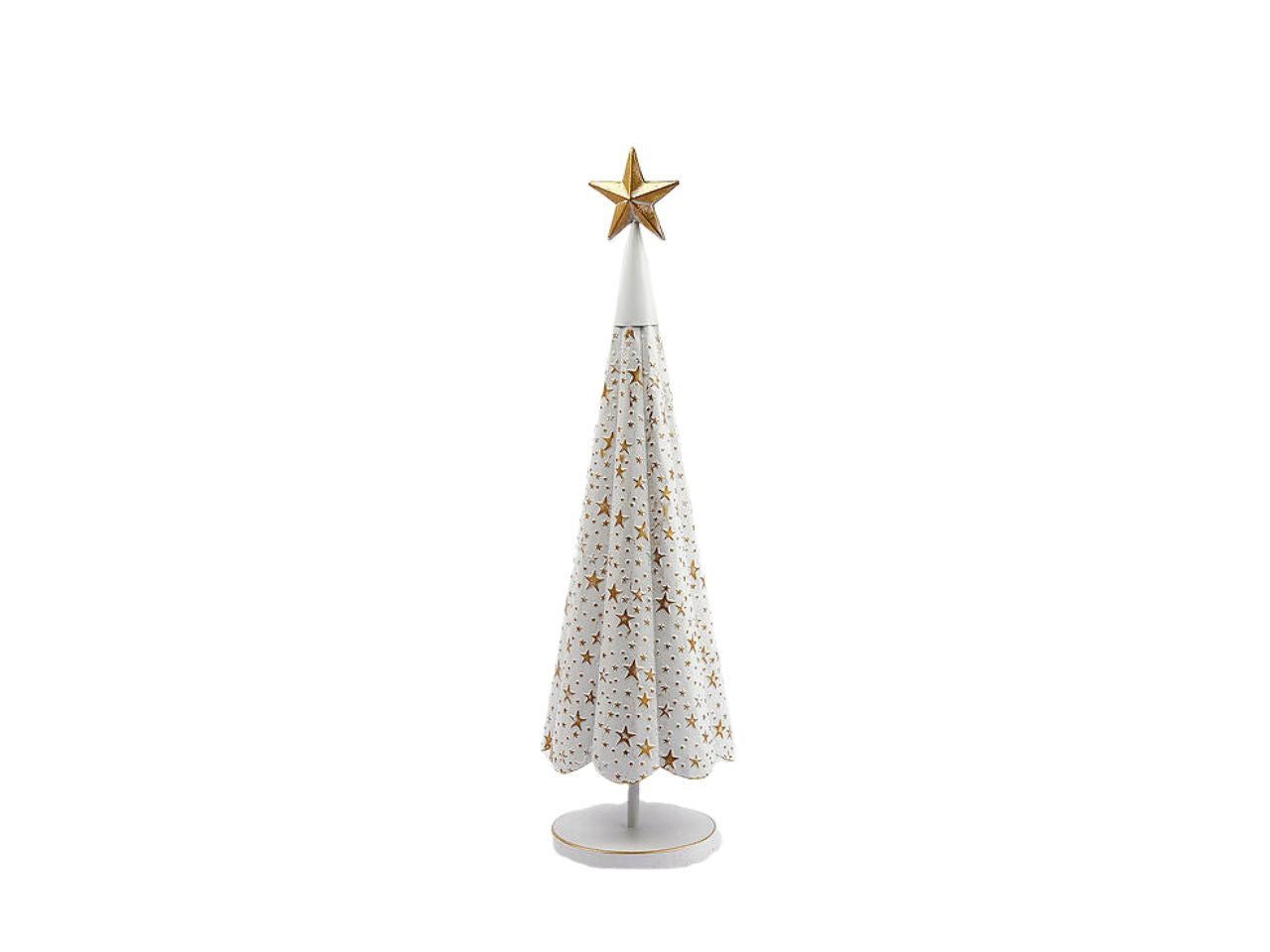 Pino decorativo metal h.59xd.17cm bianco e oro