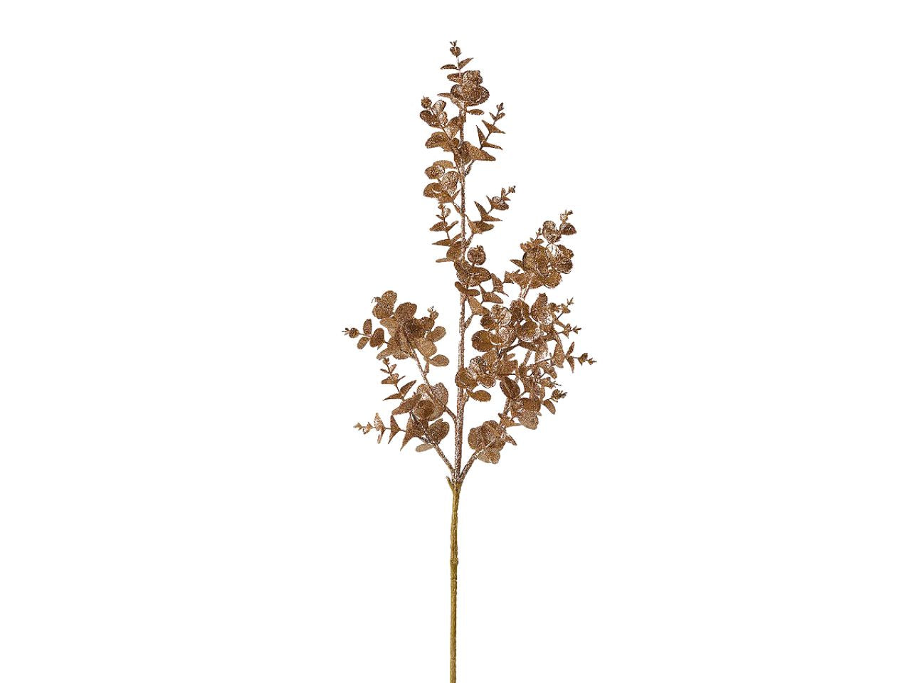 Ramo di eucalipto glitterato h.95cm oro