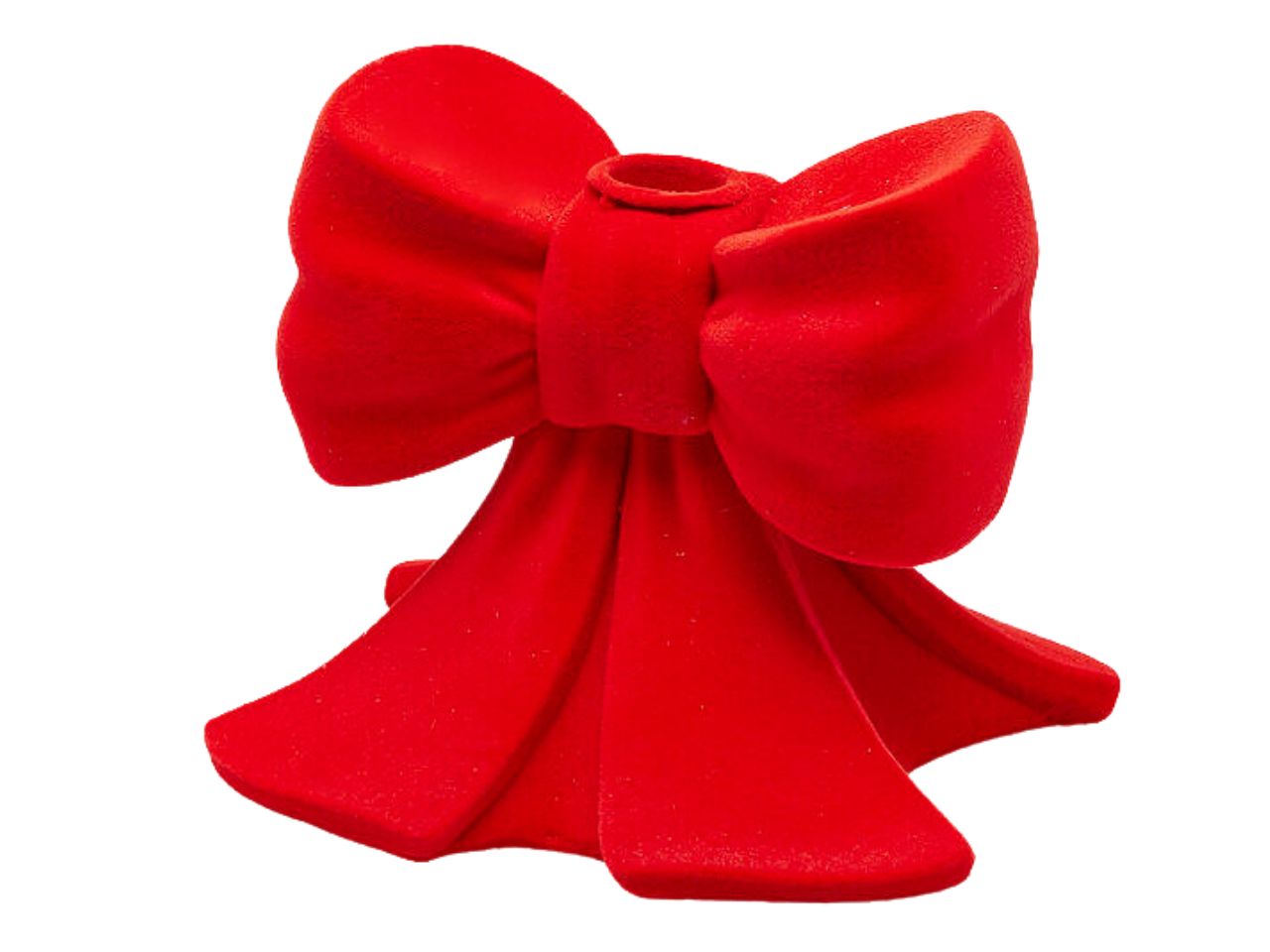 Portacandela fiocco di velluto h.11xl.13xl.13cm rosso