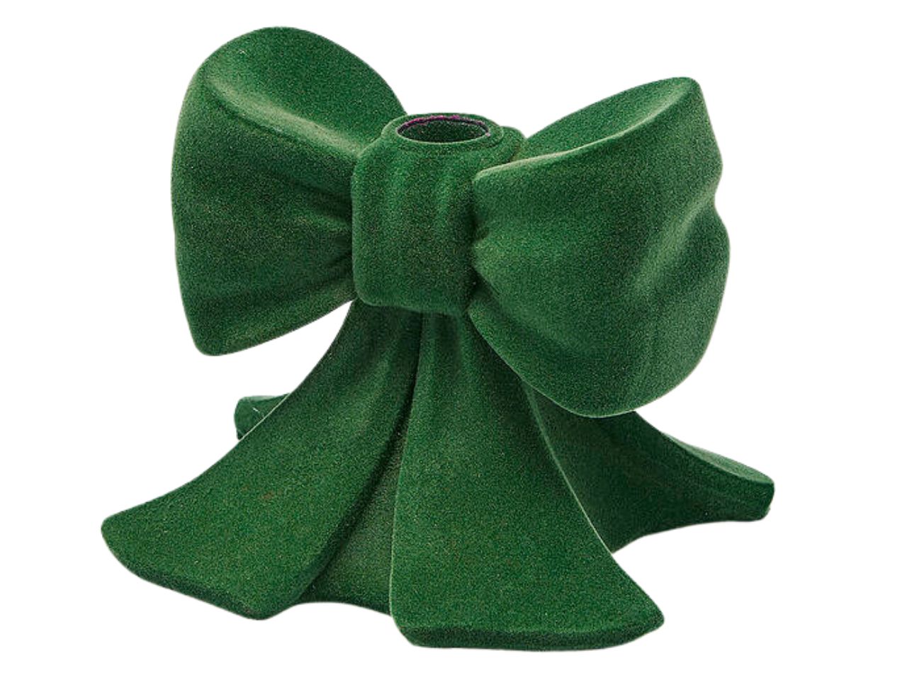 Portacandela fiocco di velluto h.11xl.13xl.13cm verde