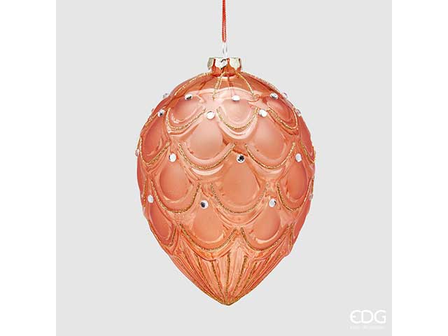 Palline natalizie uovo corallo in vetro diametro 16cm