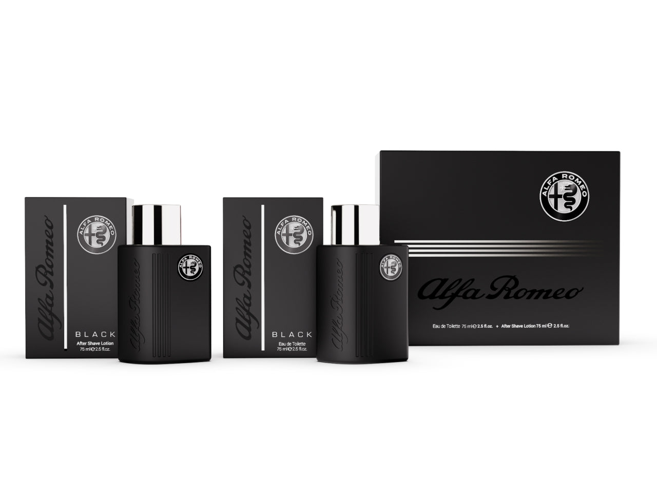 Alfa romeo black gift set 75ml eau de toilette + after shave 75ml