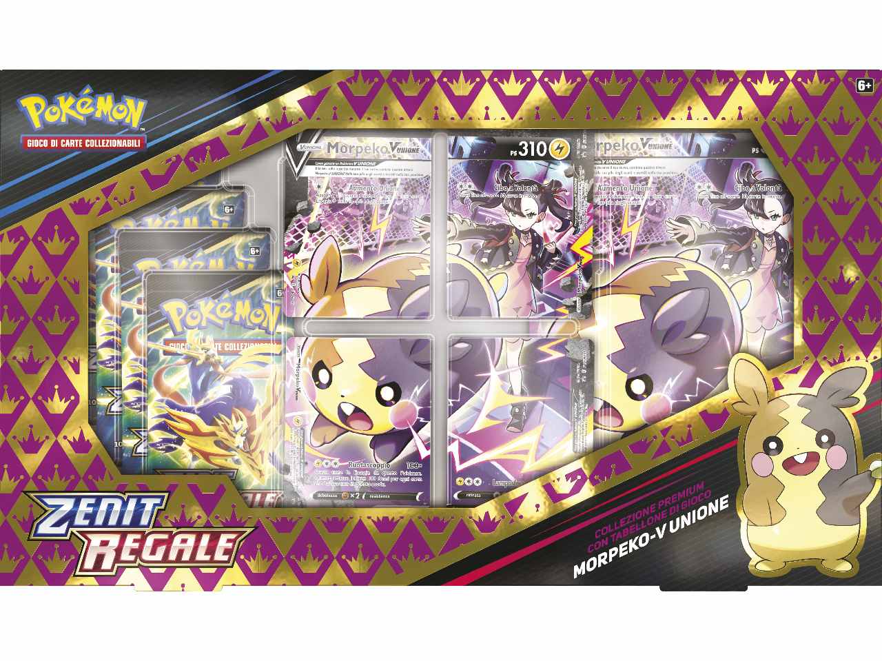 Scatola Premium Collection Carte Pokémon Spada e Scudo 12.5 Zenit Regale Morpeko V Union - Game Vision
