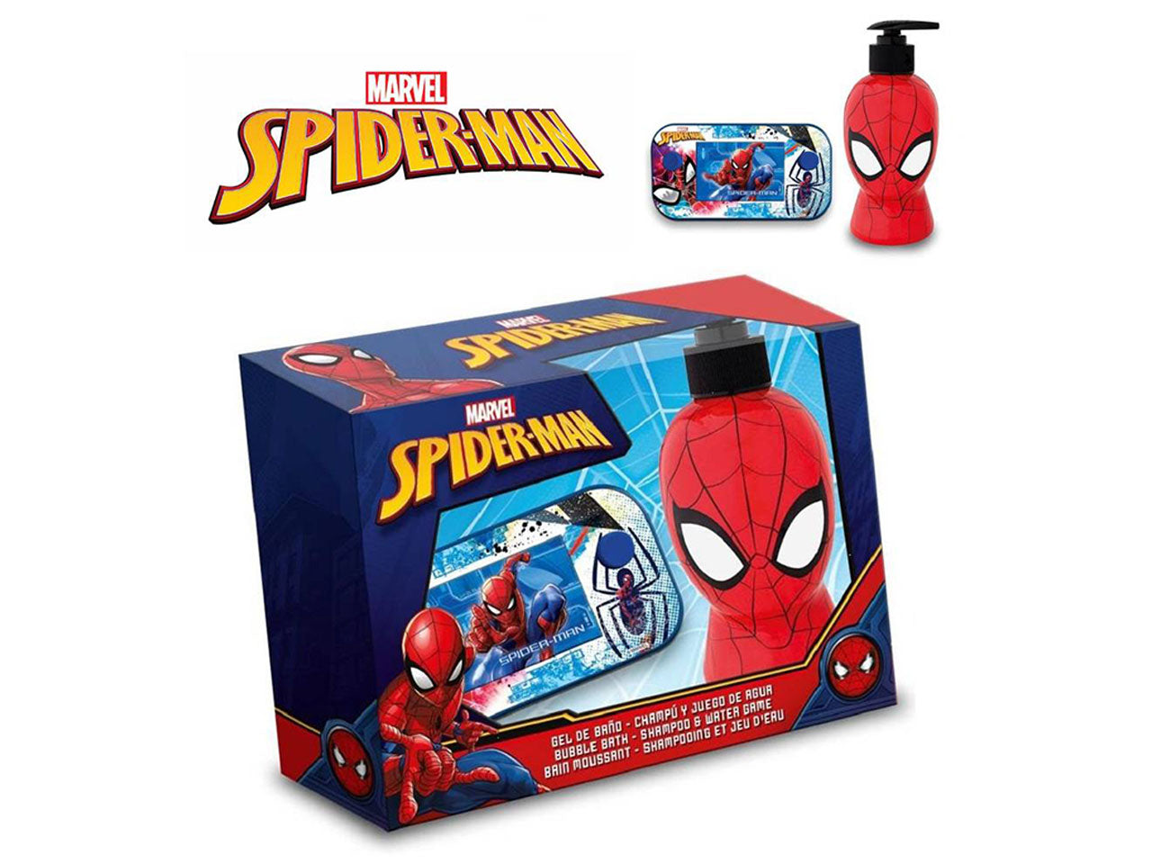 Spiderman set regalo contenente bagno shampoo 300 ml e gioco d'acqua
