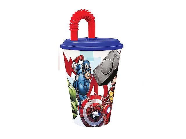Avengers bicchiere c/cannuccia 430ml st57730