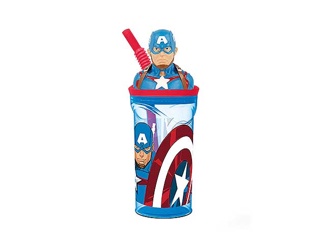 Captain america bicchiere c/cannuccia 3d st57766