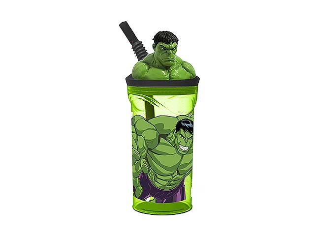 Hulk bicchiere c/cannuccia 3d st57777