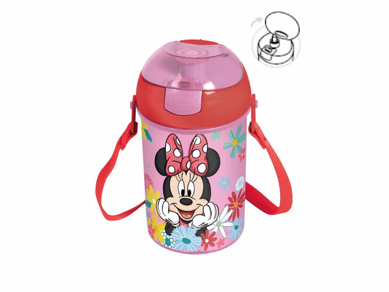 Minnie borraccia pop up da 450ml con tracolla