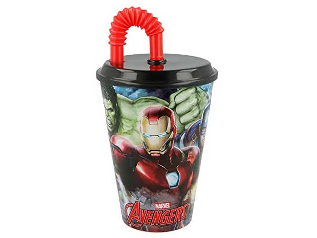 Avengers bicchiere c/cannuccia 430ml st87730