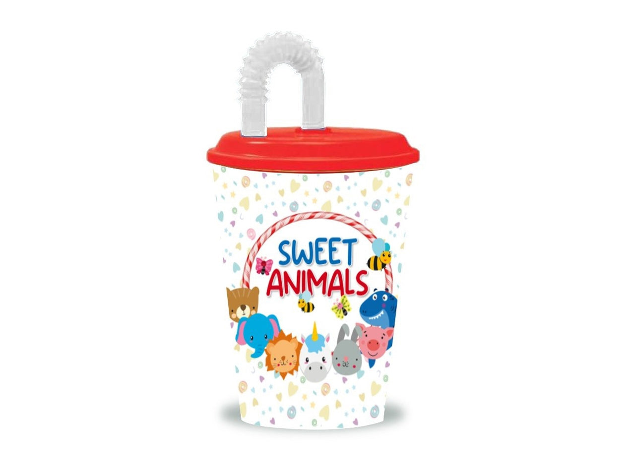 Bicchiere per bambini  sweet animals con cannuccia capacita' 400ml