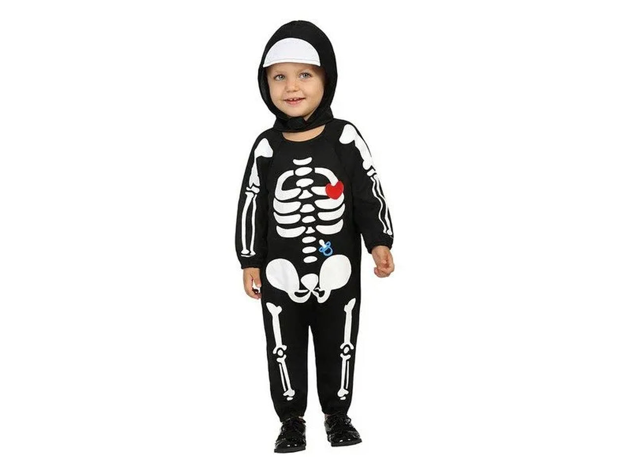 Costume da scheletro bambino nero e bianco in poliestere taglia +24 mesi - Atosa
